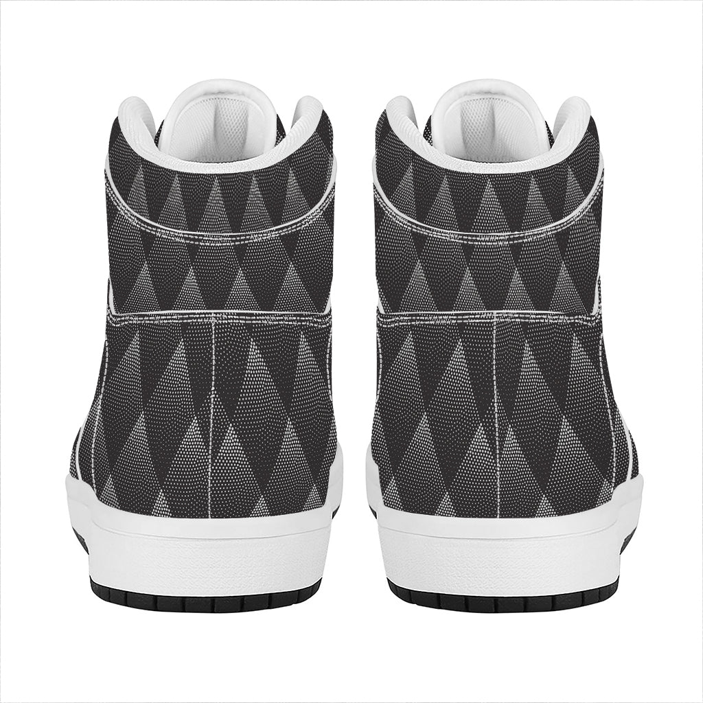 Dot Geometric Triangle Pattern Print High Top Leather Sneakers
