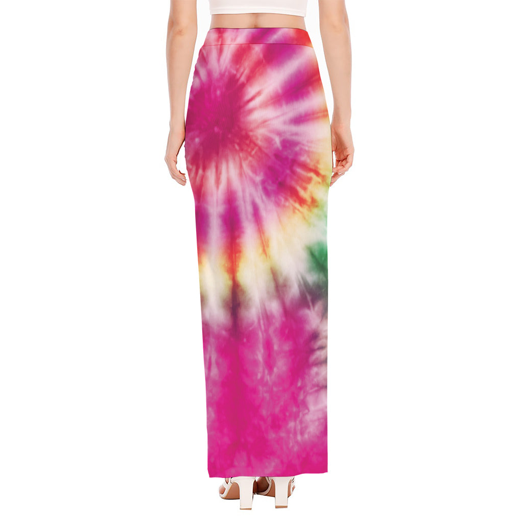 Double Tie Dye Print High Slit Maxi Skirt
