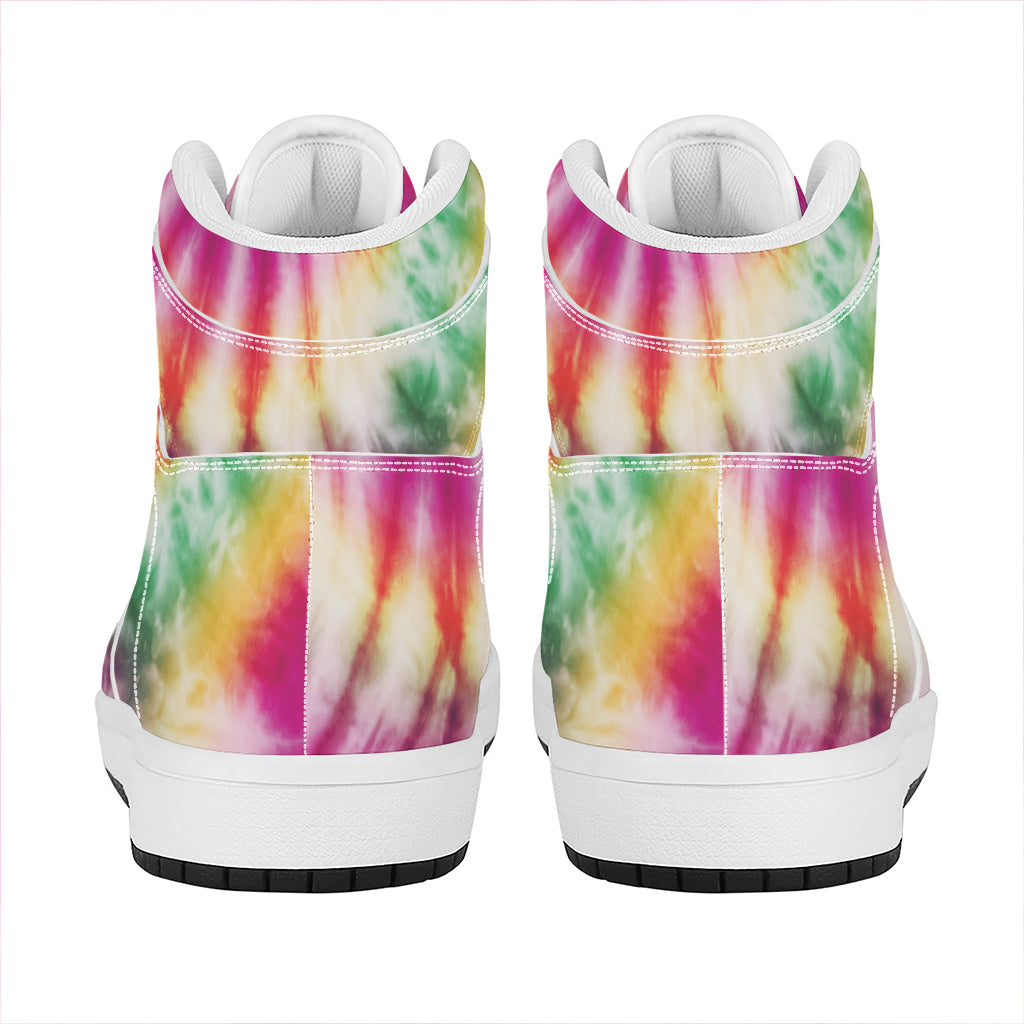 Double Tie Dye Print High Top Leather Sneakers