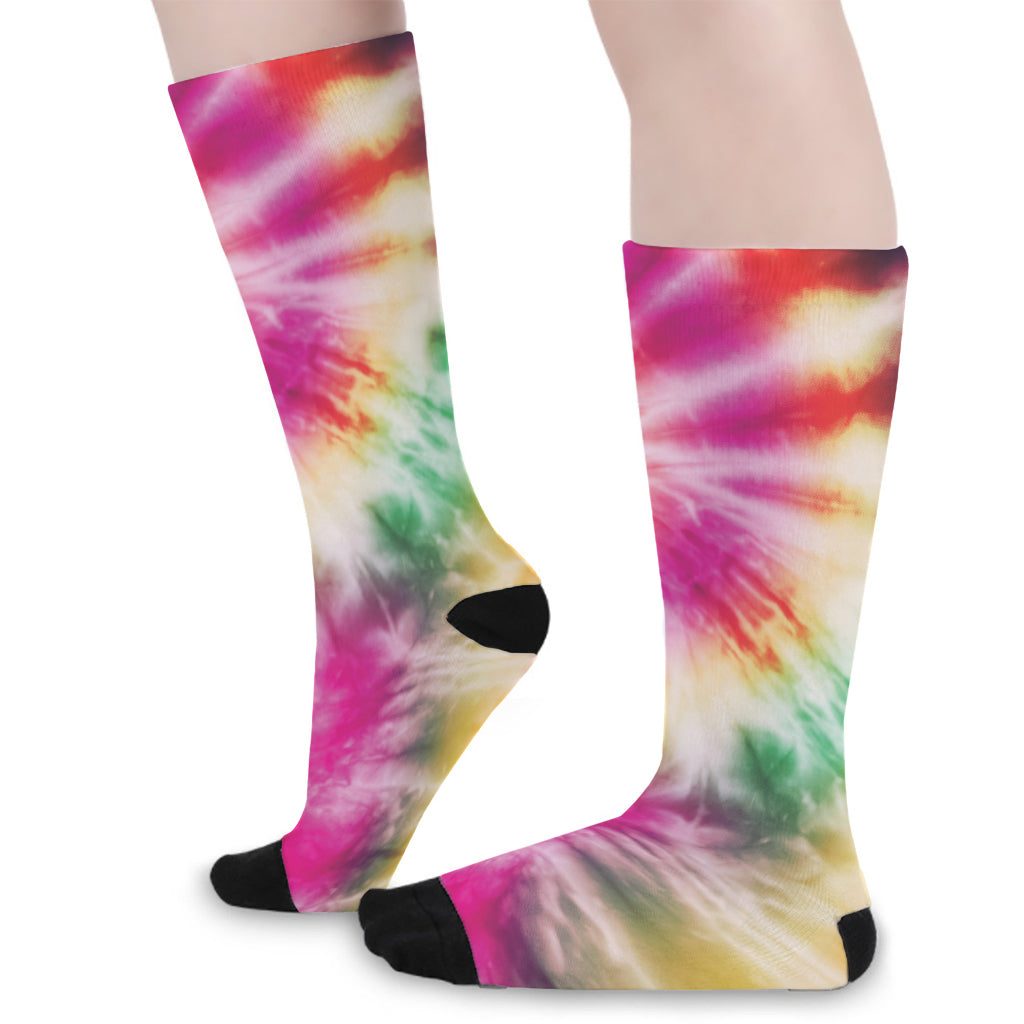 Double Tie Dye Print Long Socks