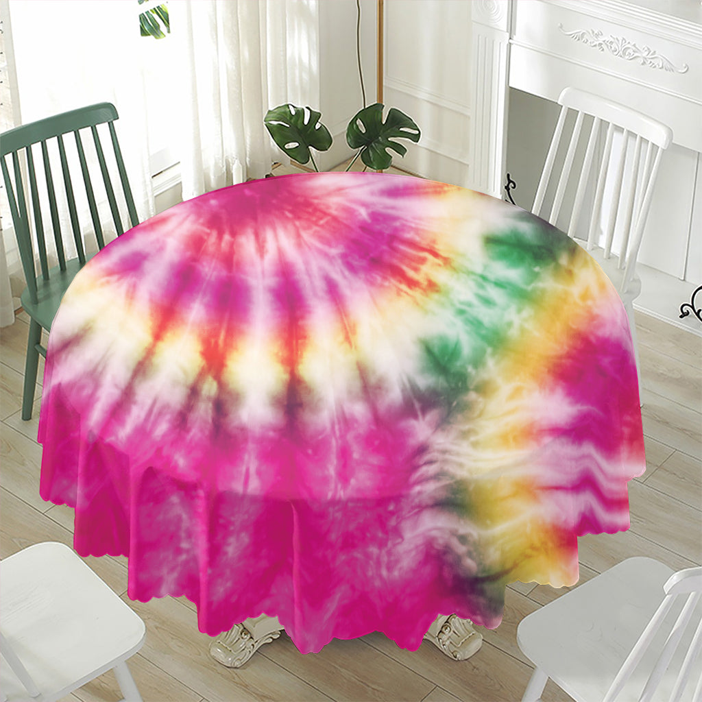 Double Tie Dye Print Waterproof Round Tablecloth
