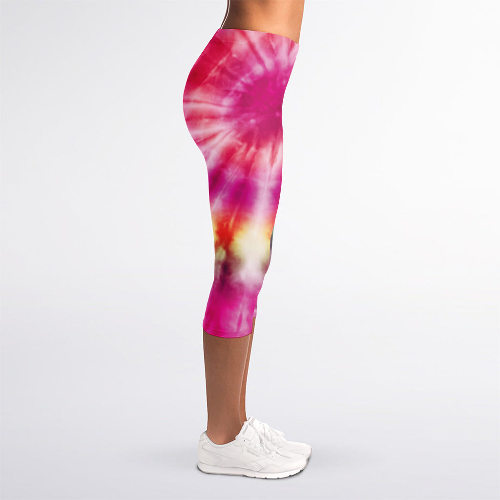Double Tie Dye Print Women's Capri Leggings