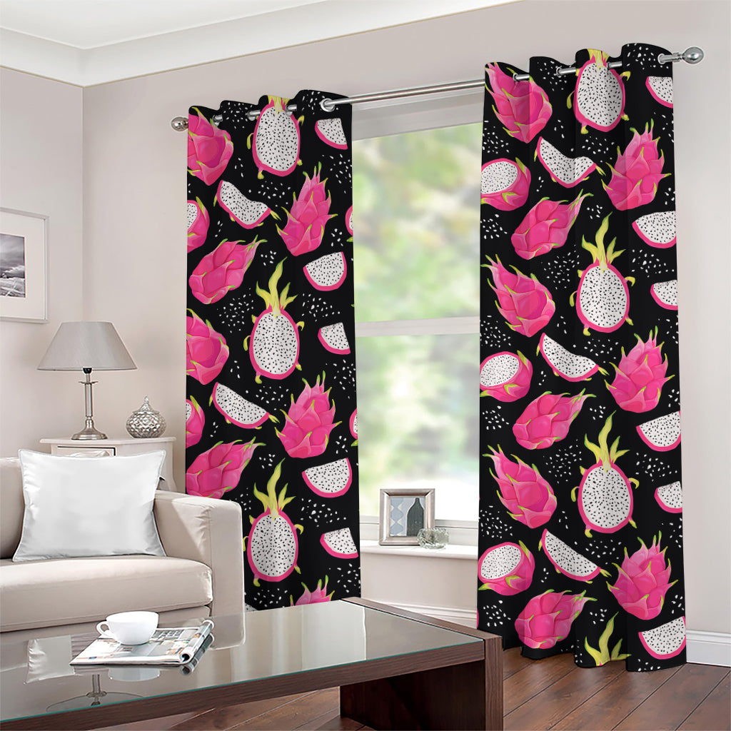 Dragon Fruit Pattern Print Grommet Curtains