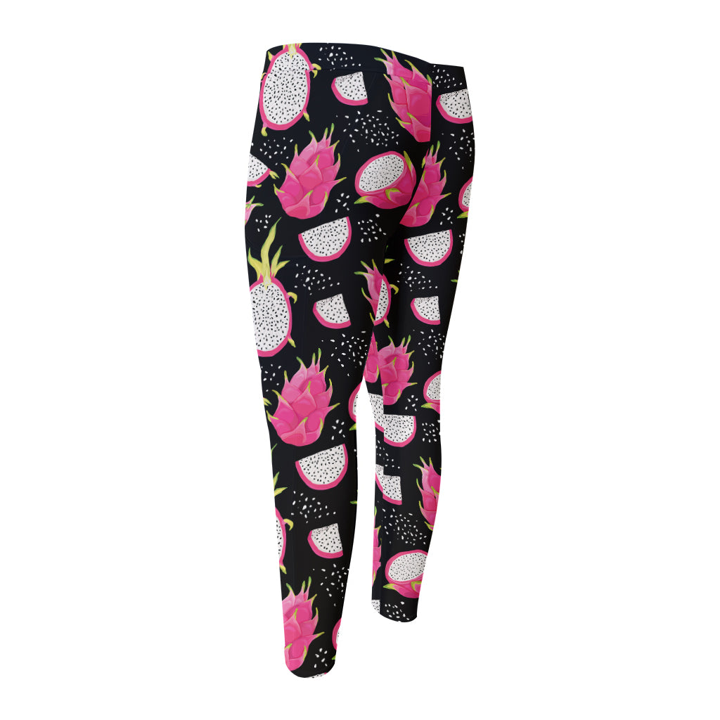 Dragon Fruit Pattern Print Men's Compression Pants