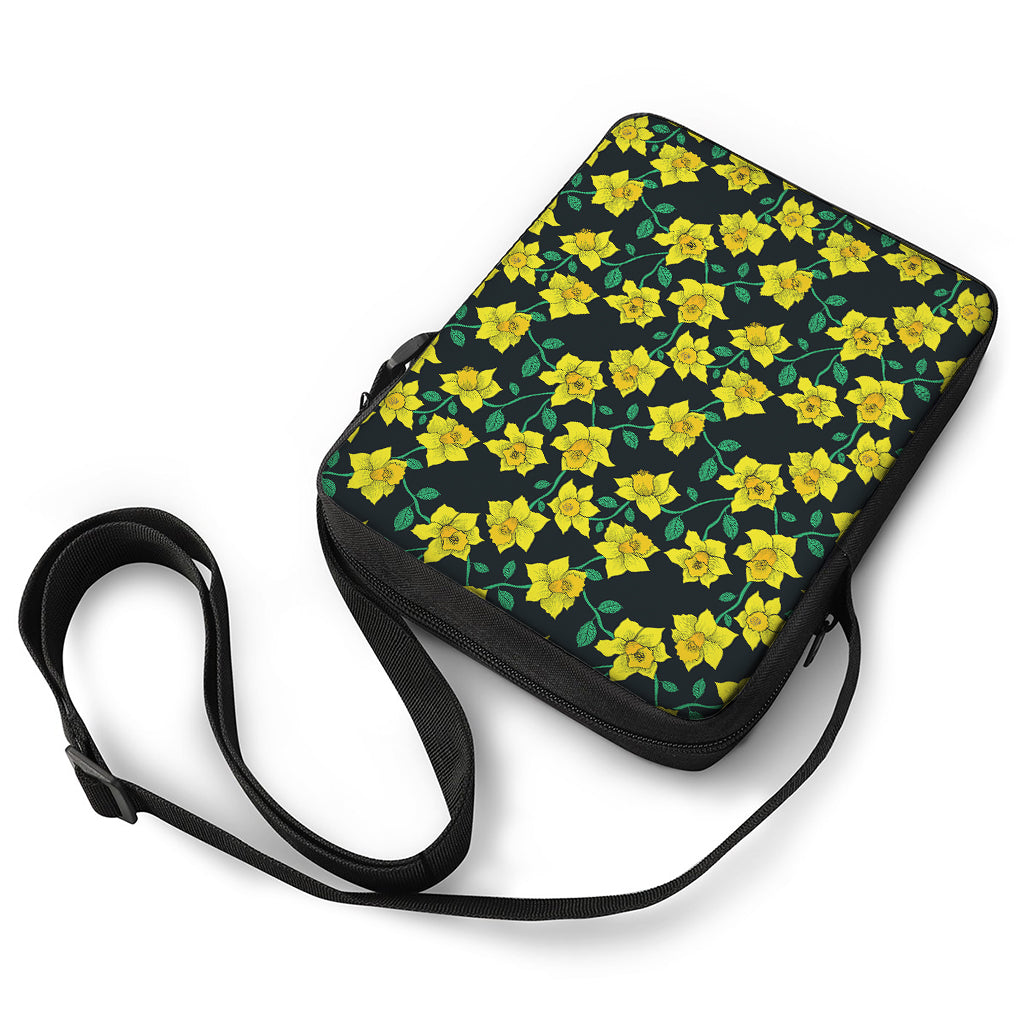Drawing Daffodil Flower Pattern Print Rectangular Crossbody Bag