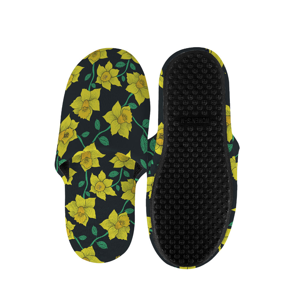 Drawing Daffodil Flower Pattern Print Slippers