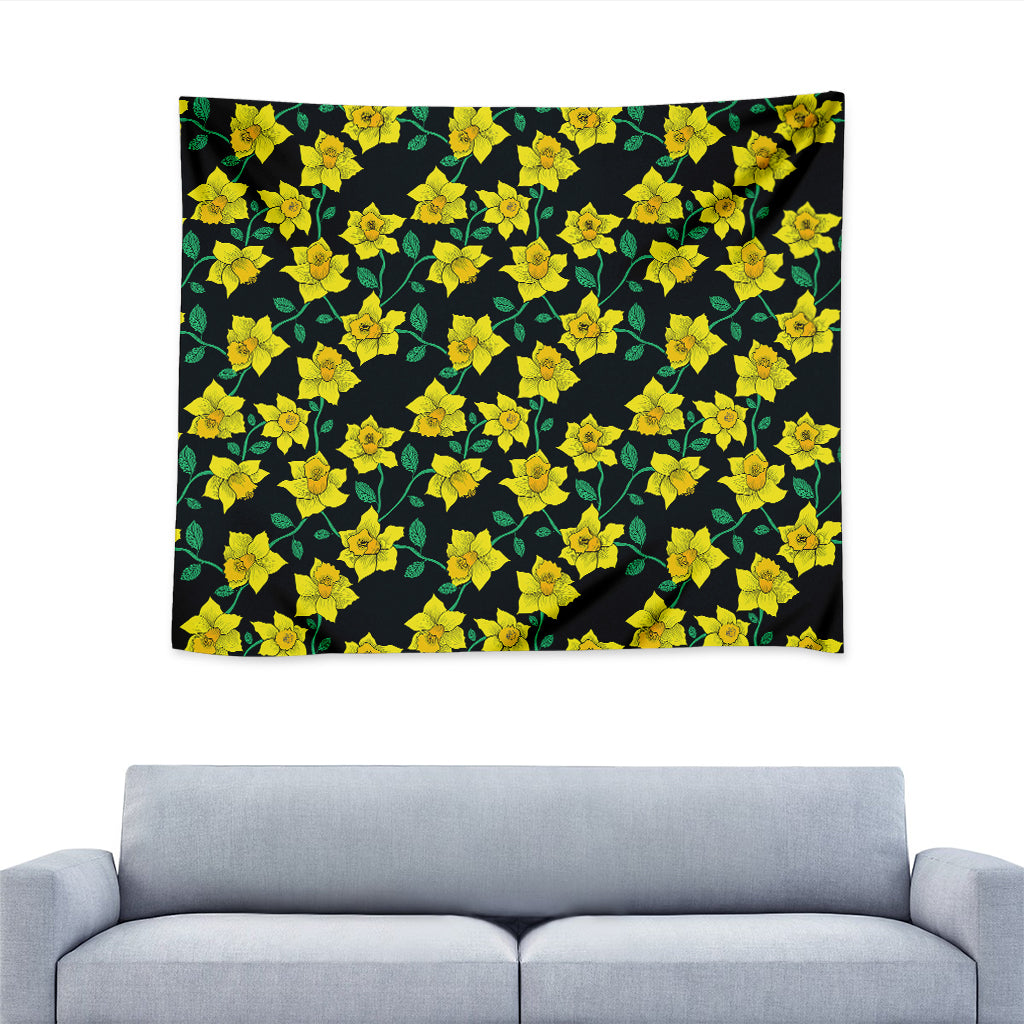 Drawing Daffodil Flower Pattern Print Tapestry