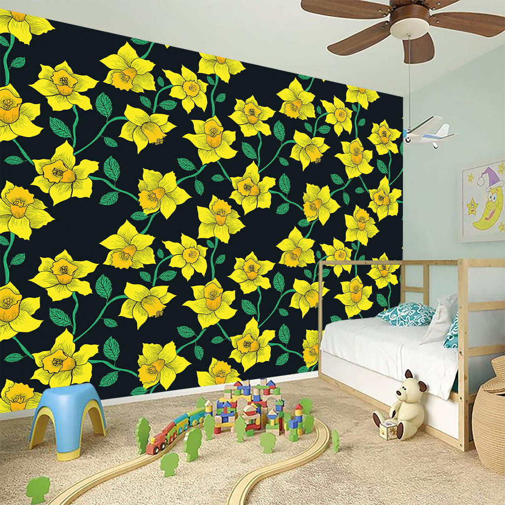 Drawing Daffodil Flower Pattern Print Wall Sticker