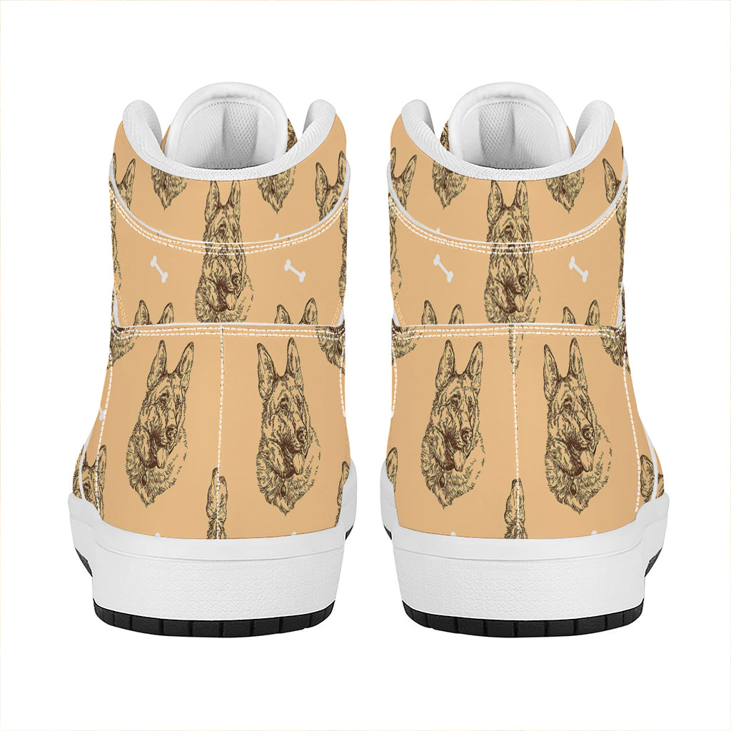 Drawing German Shepherd Pattern Print High Top Leather Sneakers