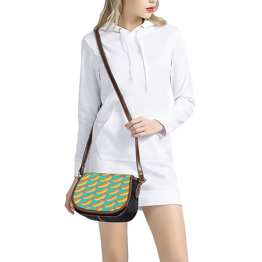Drawing Hot Dog Pattern Print Saddle Bag