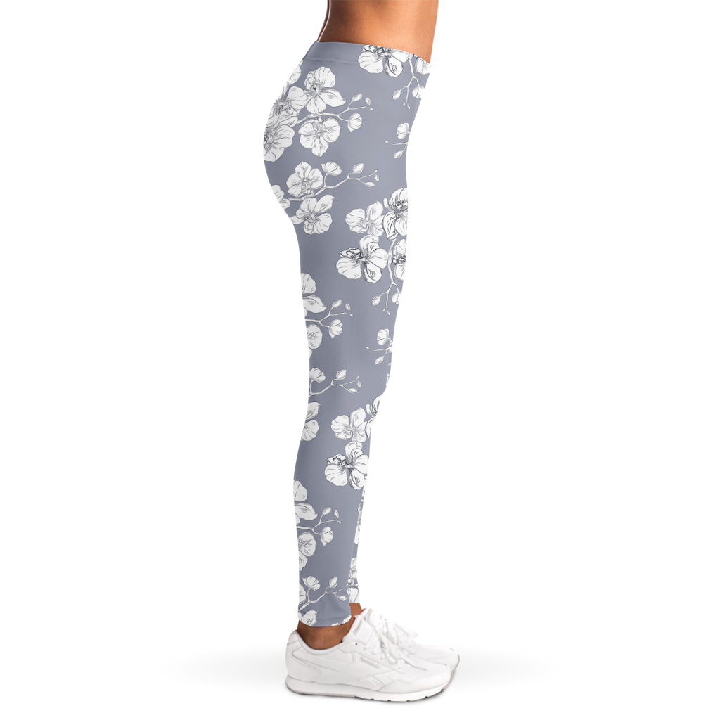 Drawing Orchid Pattern Print Women's Leggings