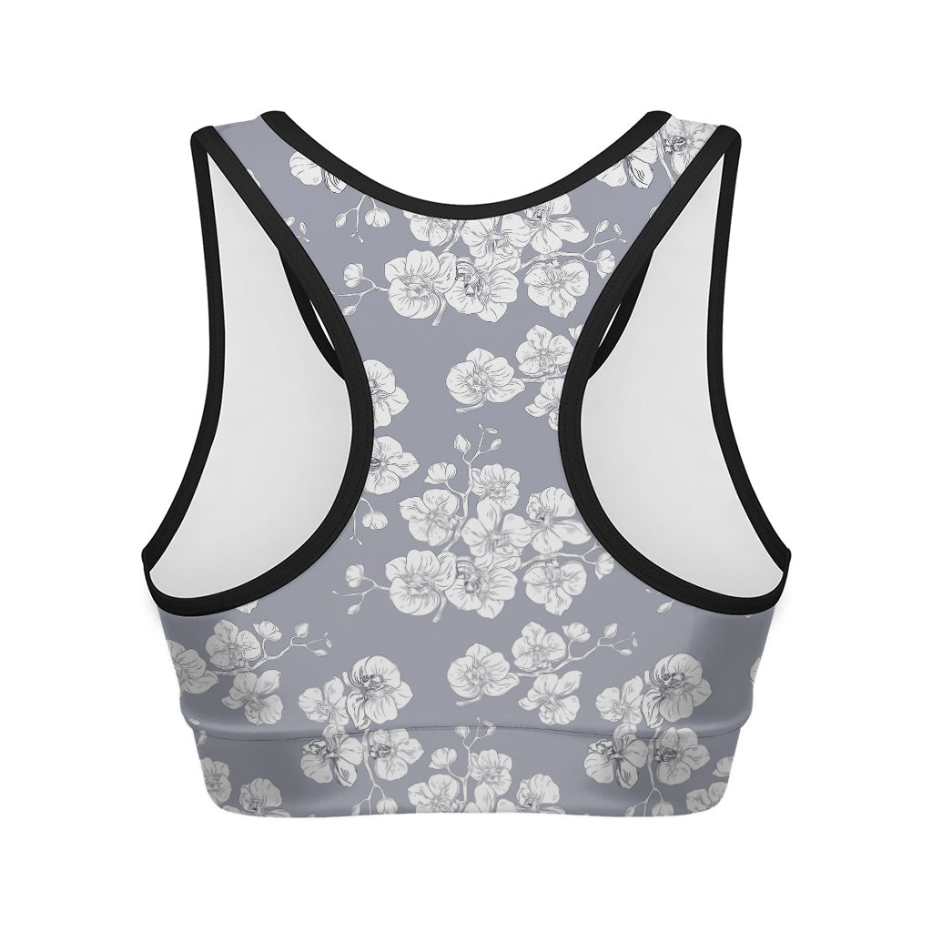 Drawing Orchid Pattern Print Women's Sports Bra
