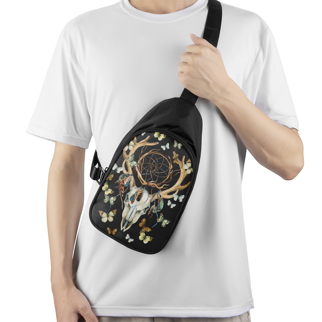 Dreamcatcher Deer Skull Print Chest Bag