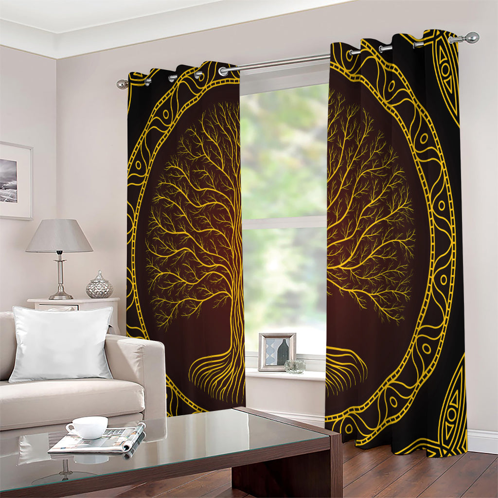 Druidic Yggdrasil Tree Print Extra Wide Grommet Curtains