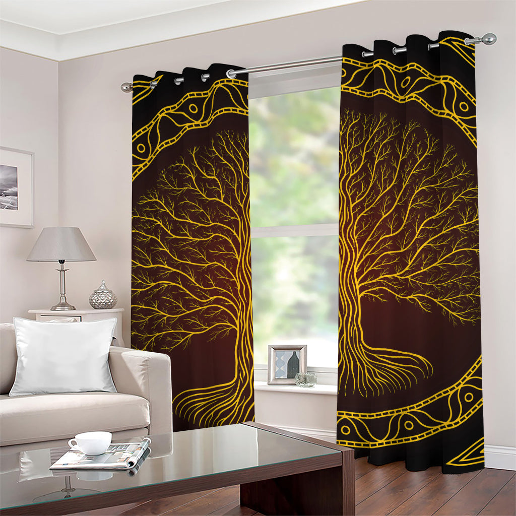 Druidic Yggdrasil Tree Print Grommet Curtains