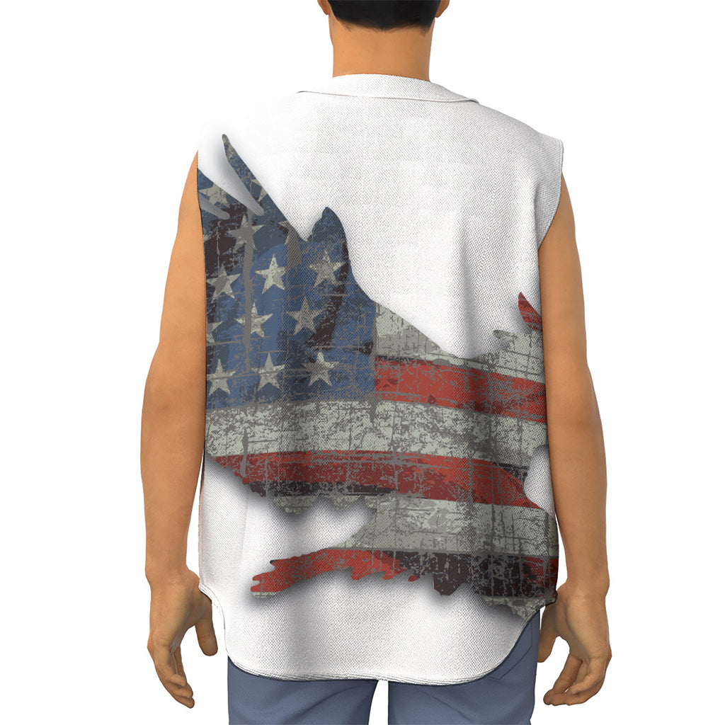 Eagle American Flag Print Sleeveless Baseball Jersey