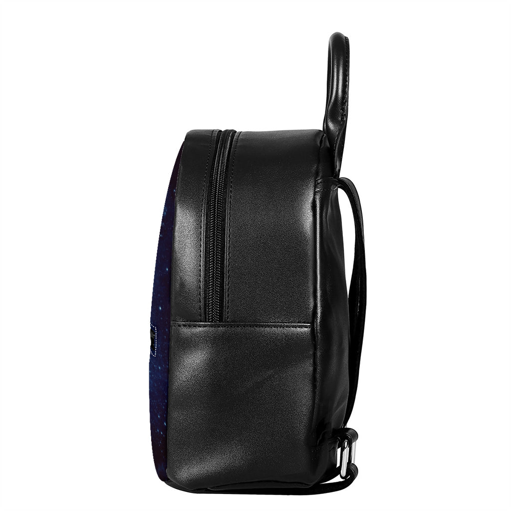 Earth And Space Print Leather Backpack