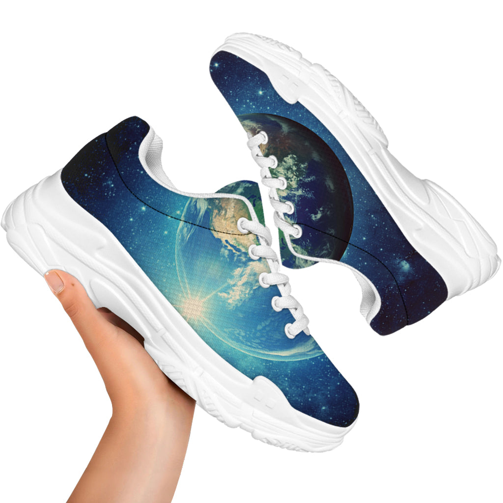 Earth And Space Print White Chunky Shoes