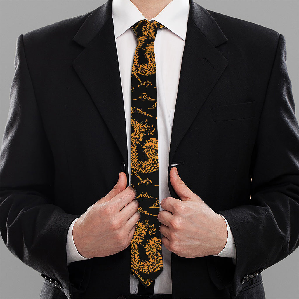 Eastern Dragon Pattern Print Necktie