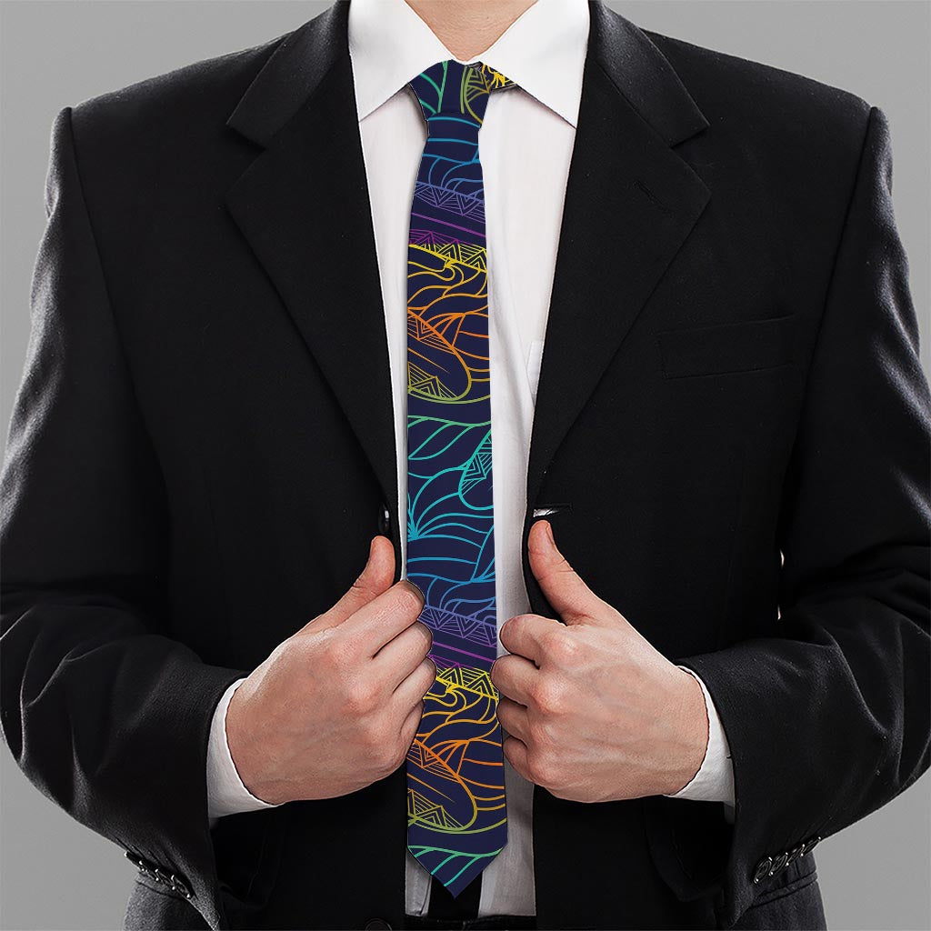 EDM Surfing Wave Pattern Print Necktie