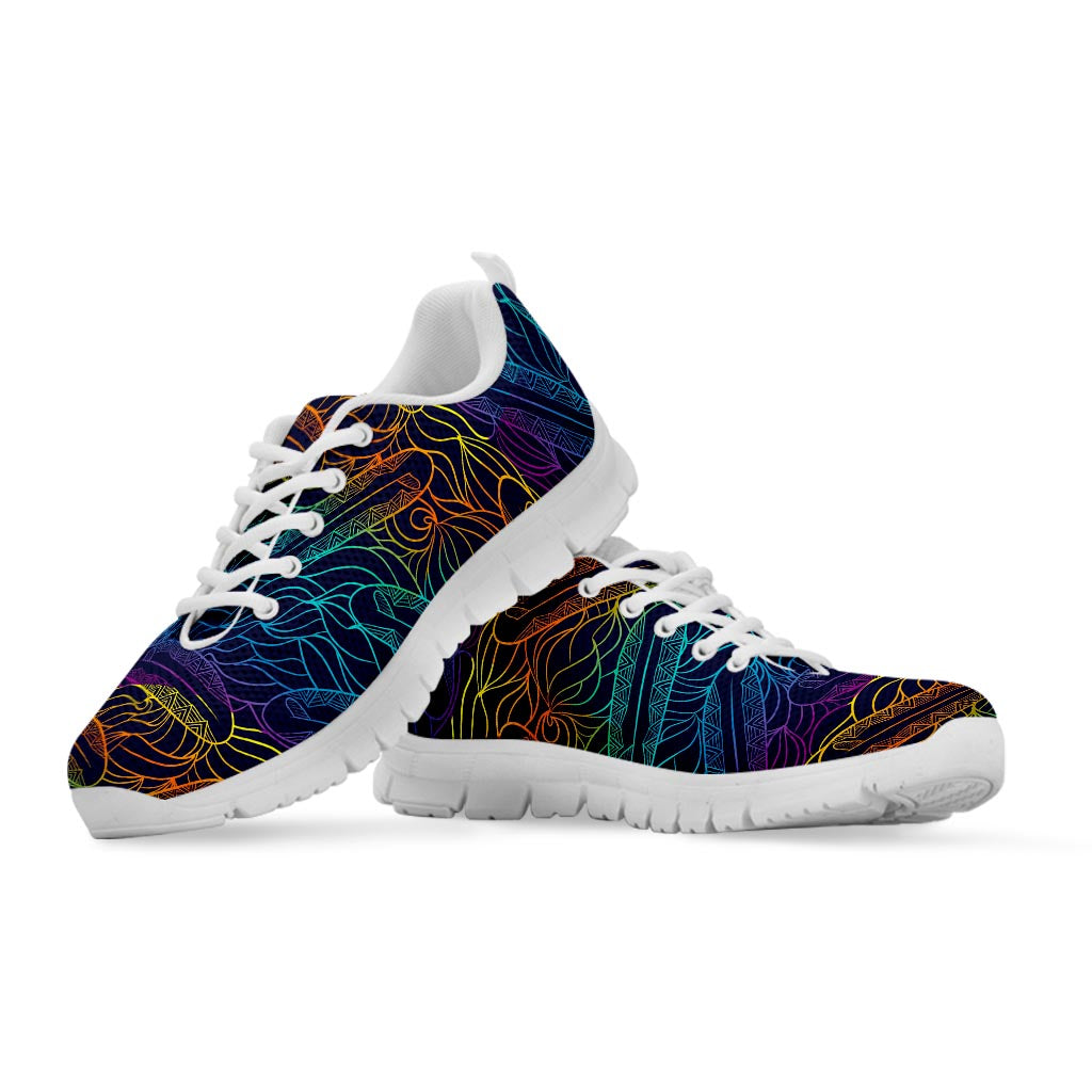 EDM Surfing Wave Pattern Print White Running Shoes