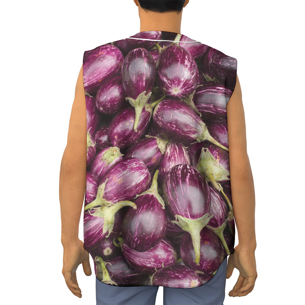 Eggplant Print Sleeveless Baseball Jersey