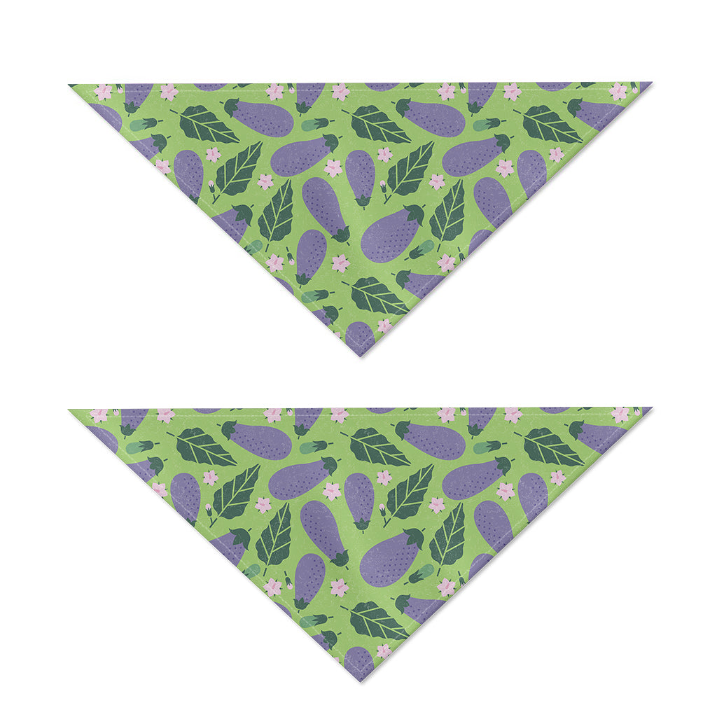 Eggplant With Leaves And Flowers Print Dog Bandana