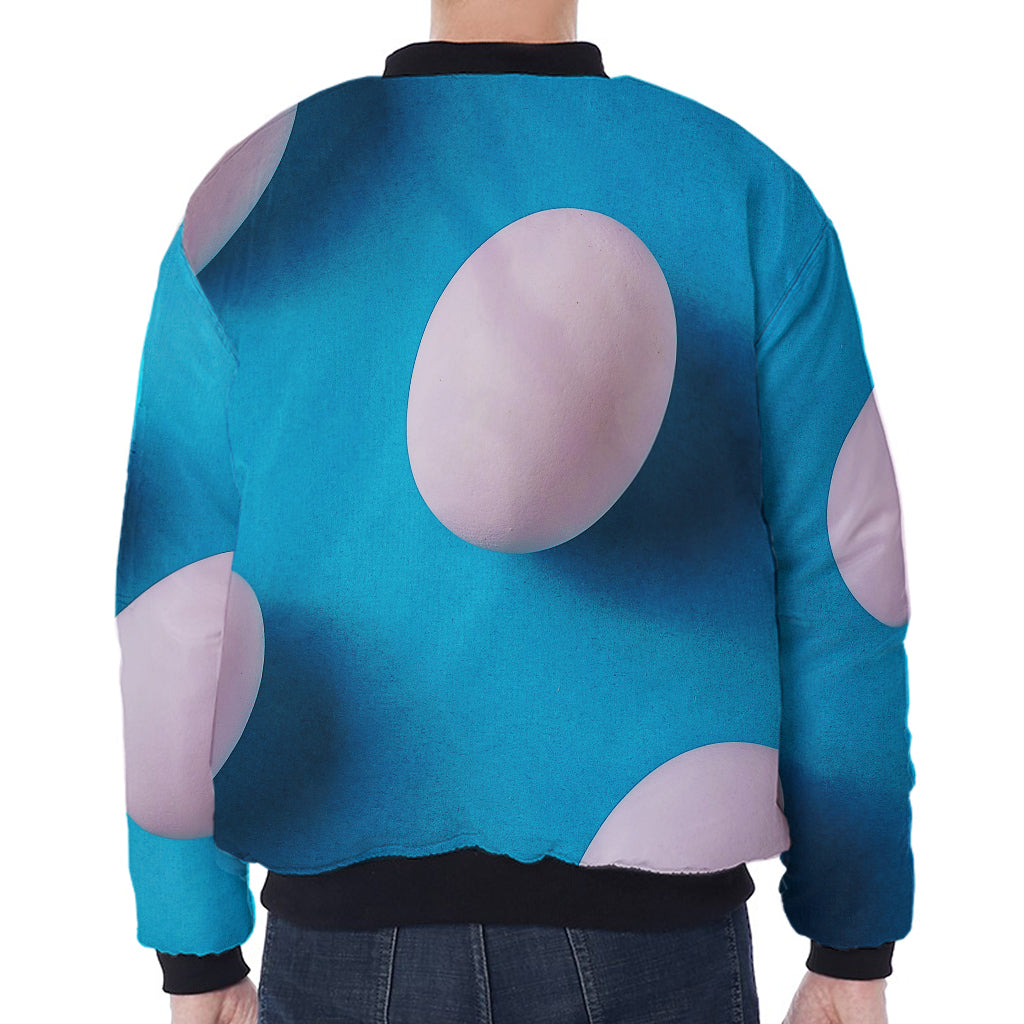 Eggs Pattern Print Zip Sleeve Bomber Jacket