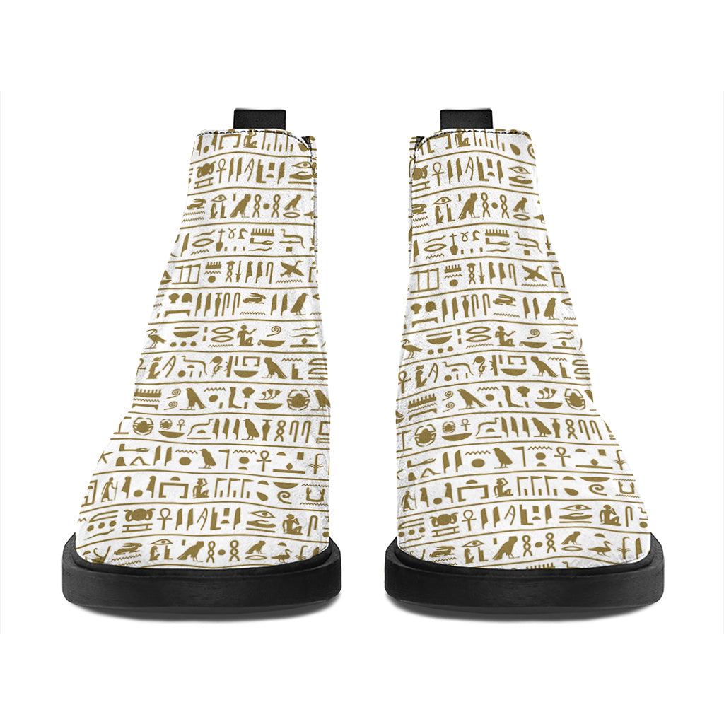 Egypt Hieroglyphs Pattern Print Flat Ankle Boots