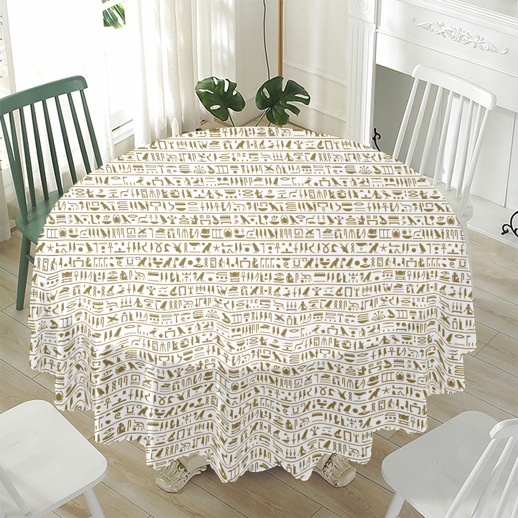 Egypt Hieroglyphs Pattern Print Waterproof Round Tablecloth