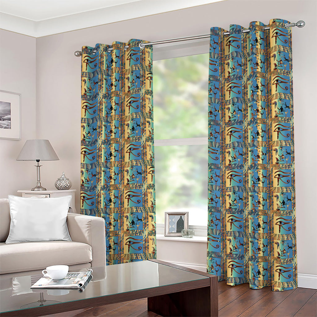 Egyptian Eye Of Horus Pattern Print Grommet Curtains