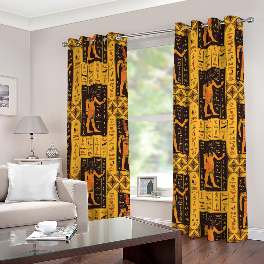 Egyptian Gods And Hieroglyphs Print Grommet Curtains