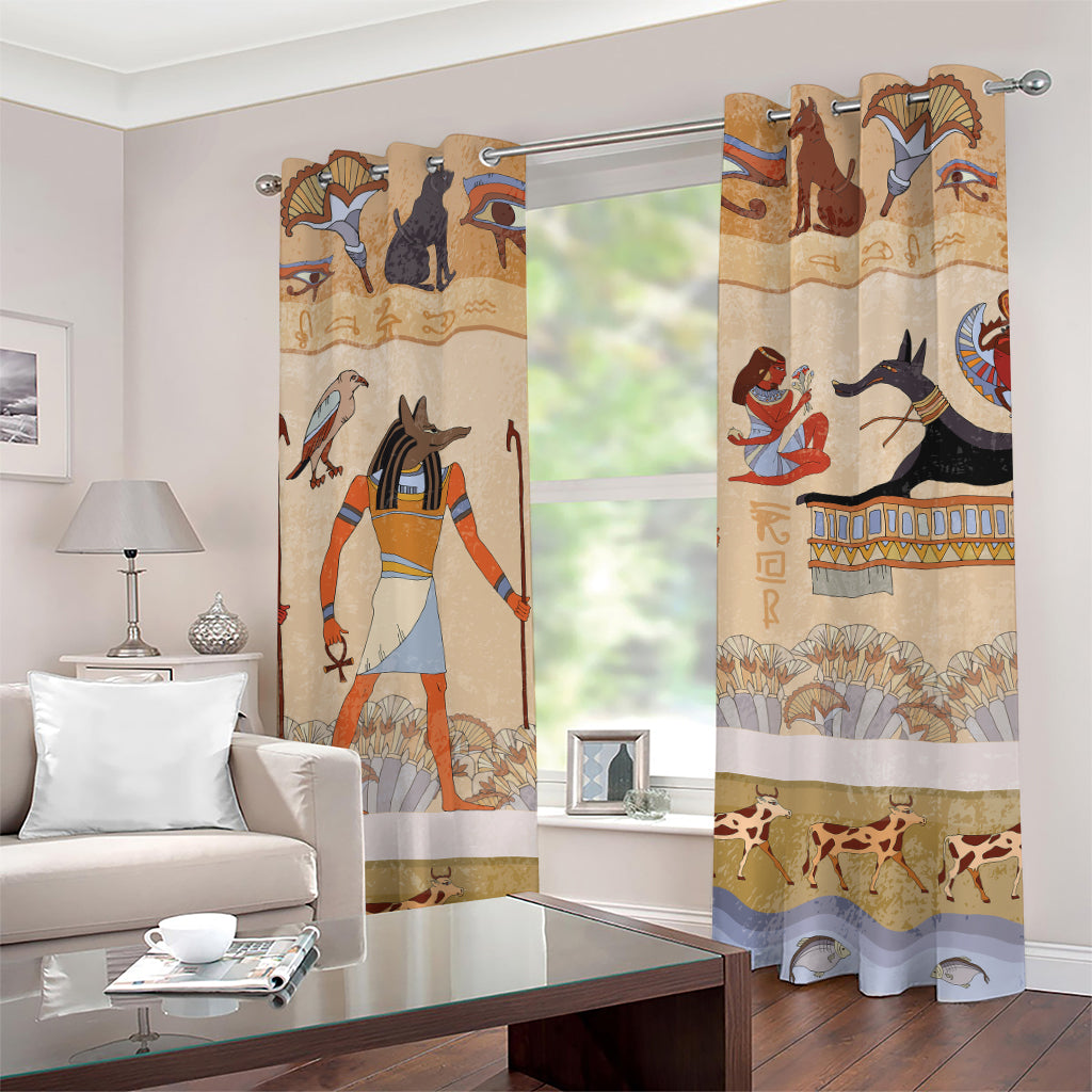 Egyptian Gods And Pharaohs Print Grommet Curtains