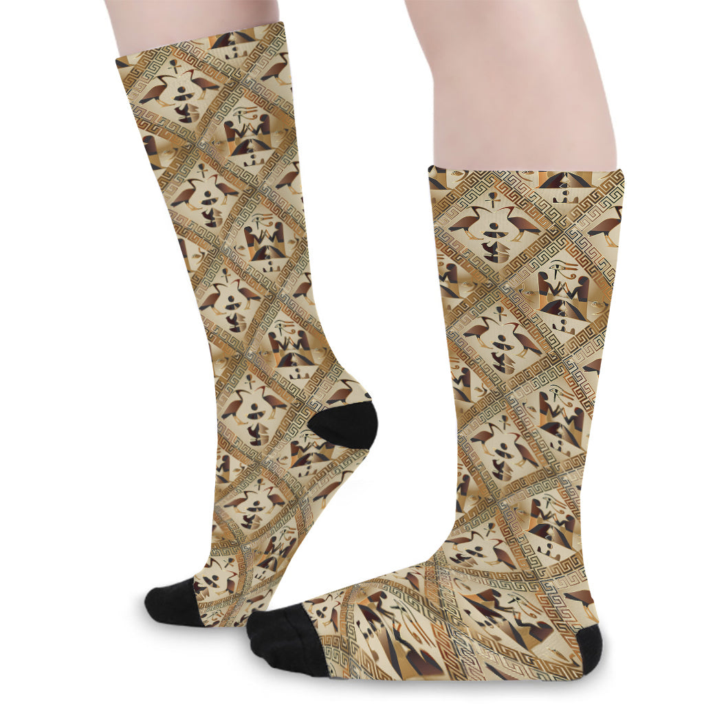 Egyptian Hieroglyphs Pattern Print Long Socks