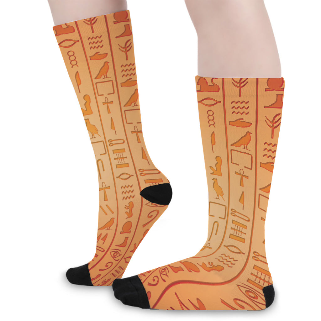 Egyptian Hieroglyphs Symbol Print Long Socks
