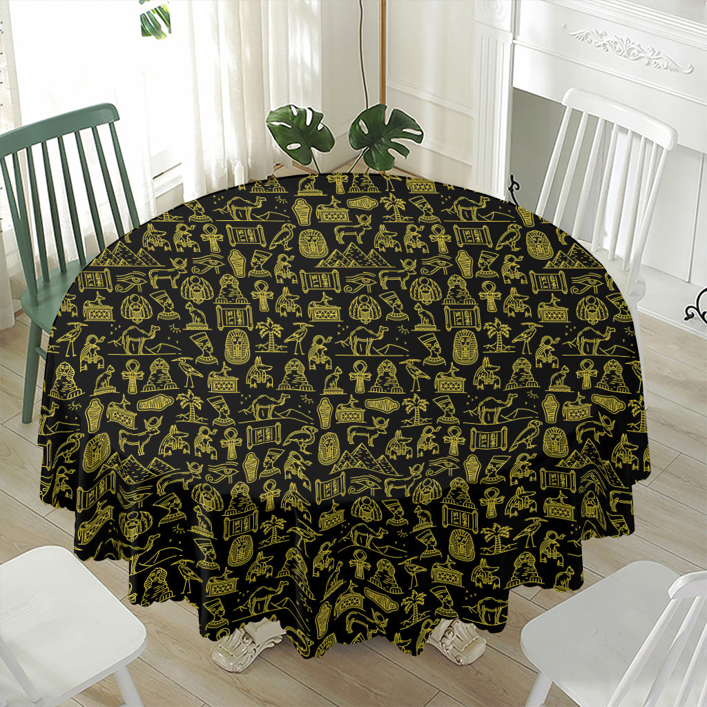Egyptian Symbols Pattern Print Waterproof Round Tablecloth