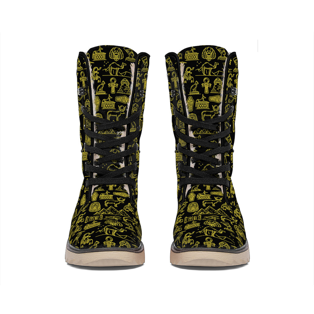 Egyptian Symbols Pattern Print Winter Boots