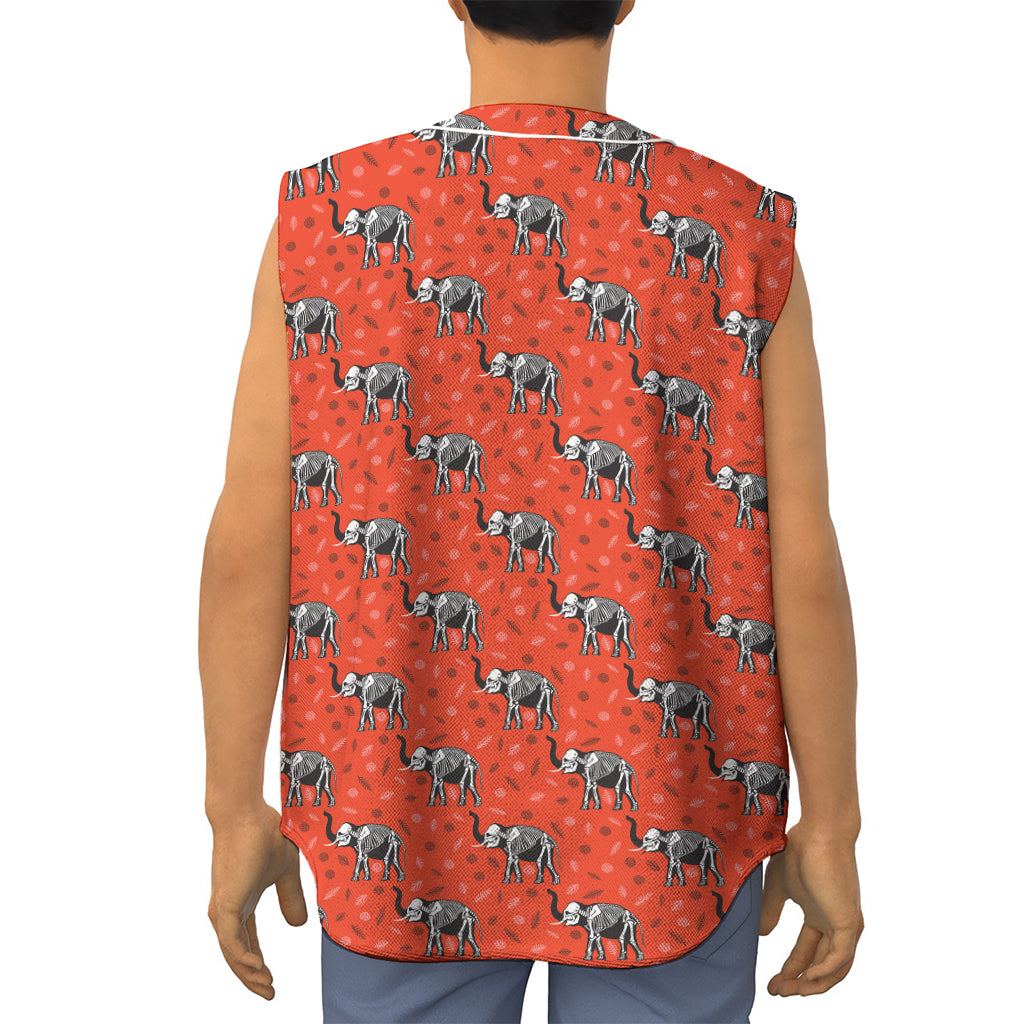 Elephant Skeleton X-Ray Pattern Print Sleeveless Baseball Jersey