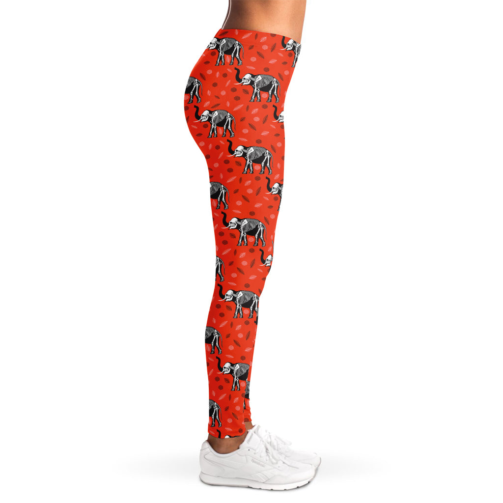 Elephant Skeleton X-Ray Pattern Print Women's Leggings