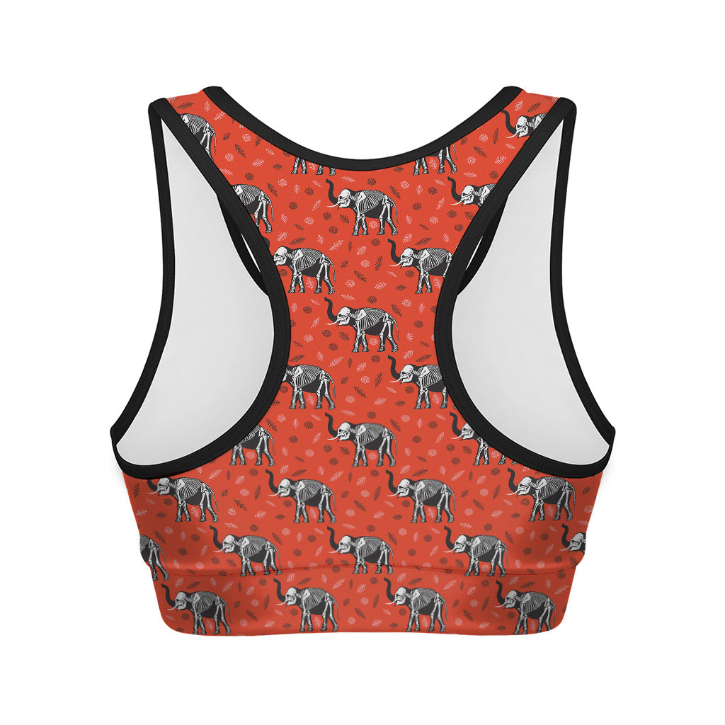 Elephant Skeleton X-Ray Pattern Print Women's Sports Bra