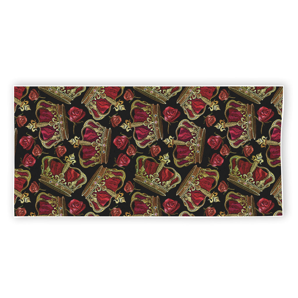 Embroidery Crown Pattern Print Beach Towel