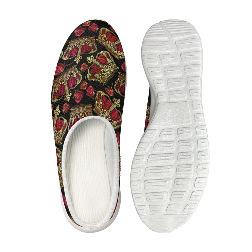 Embroidery Crown Pattern Print Mesh Casual Shoes