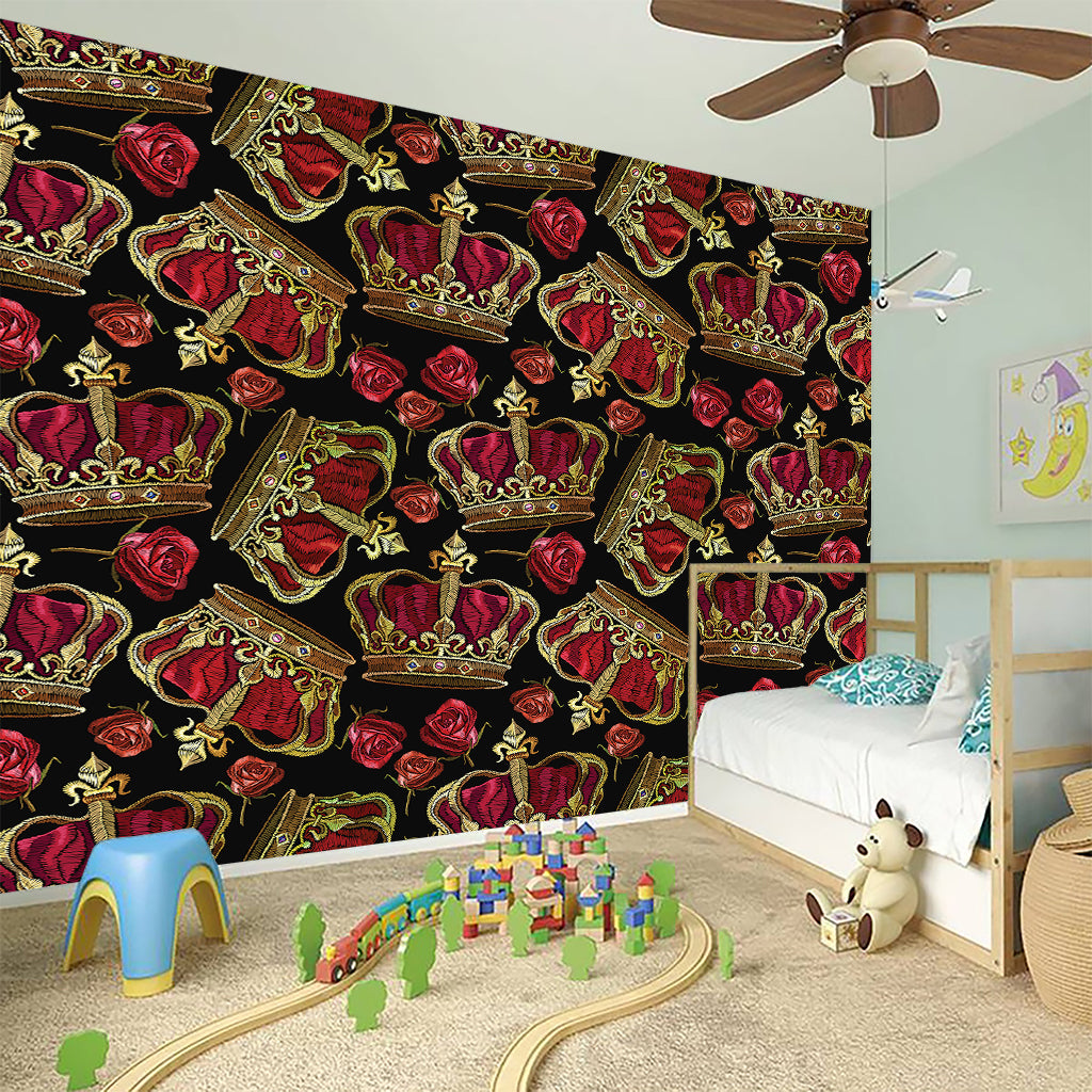 Embroidery Crown Pattern Print Wall Sticker
