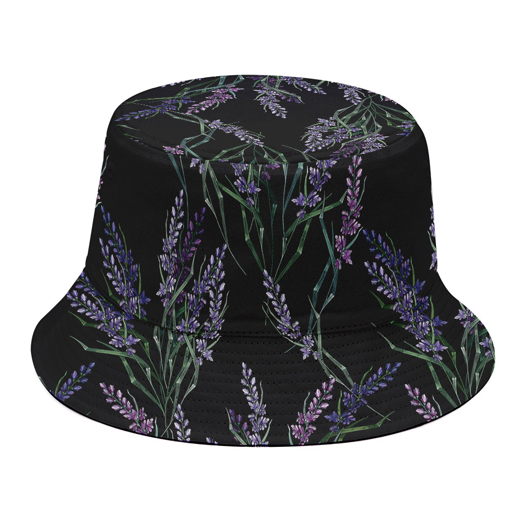 Embroidery Lavender Pattern Print Bucket Hat
