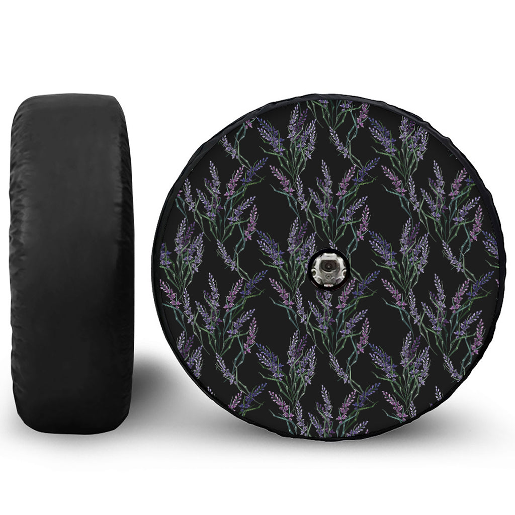 Embroidery Lavender Pattern Print Tire Cover With Camera Hole