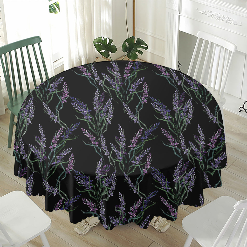 Embroidery Lavender Pattern Print Waterproof Round Tablecloth