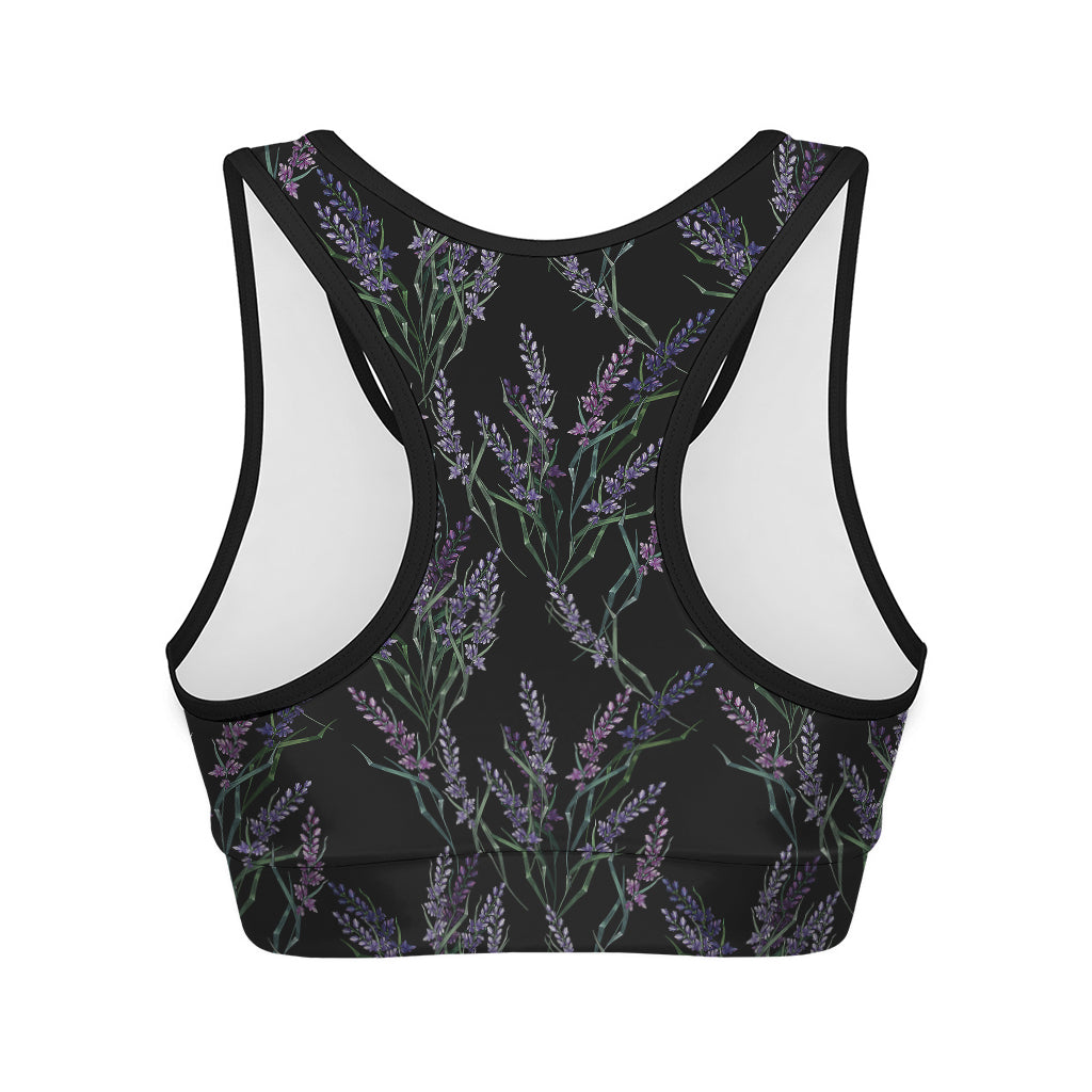 Embroidery Lavender Pattern Print Women's Sports Bra