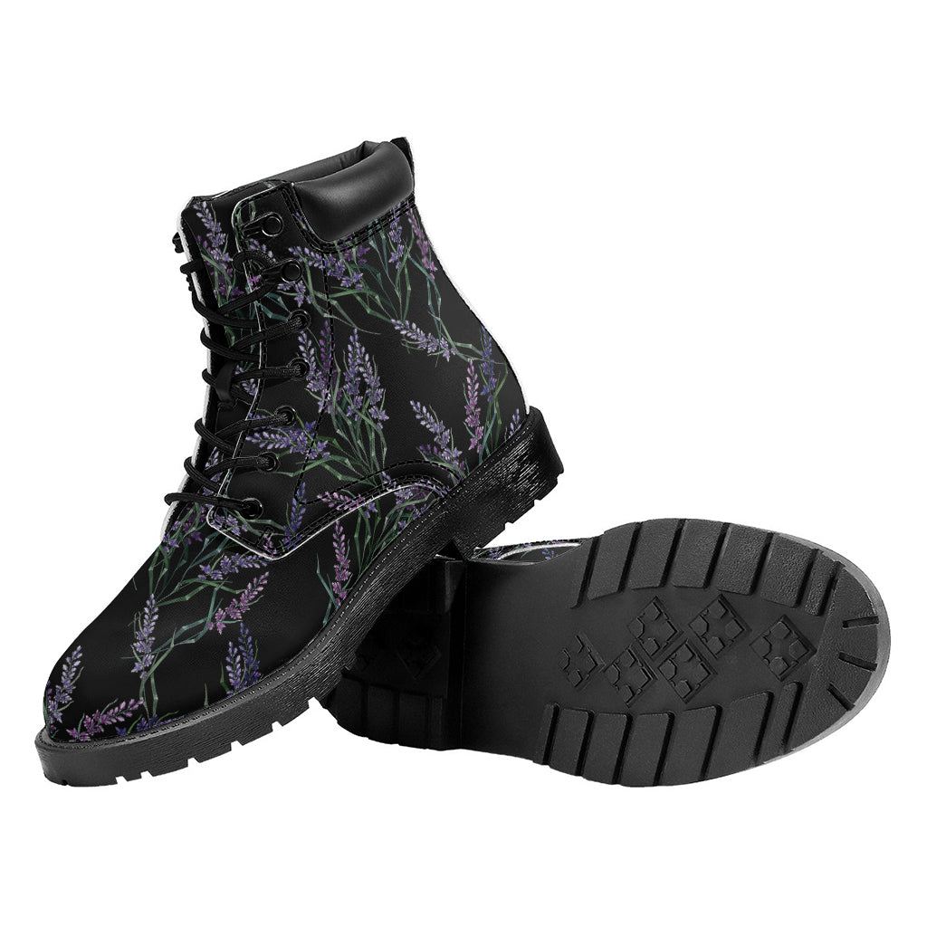 Embroidery Lavender Pattern Print Work Boots