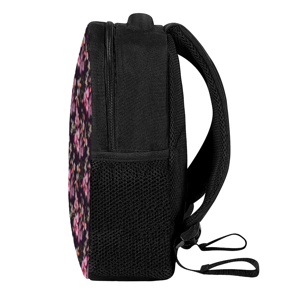 Embroidery Orchid Flower Pattern Print Casual Backpack