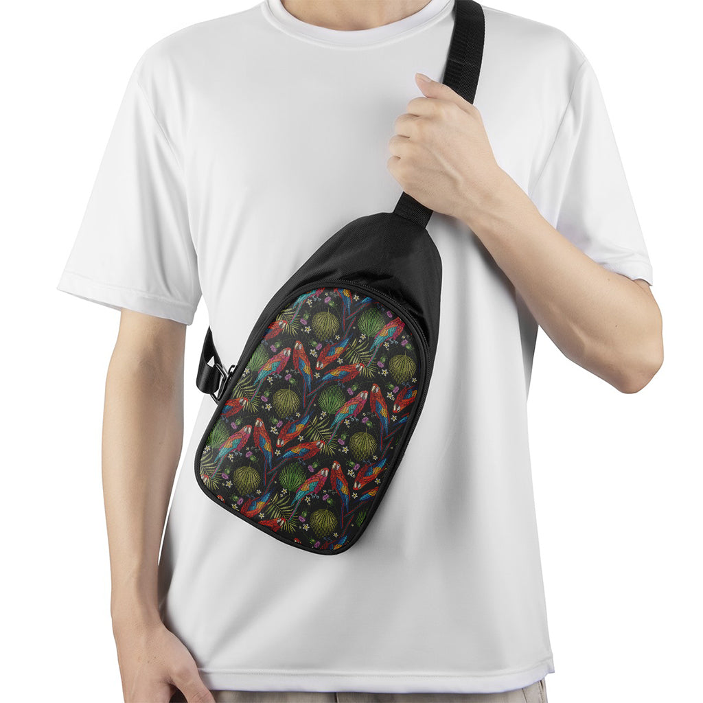 Embroidery Parrot Pattern Print Chest Bag